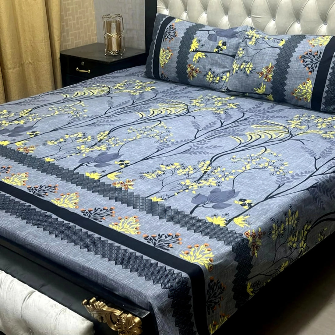 Soft Crystal Cotton Bed Sheets - Patchwork Check Brown King Size - Fashion Home Store