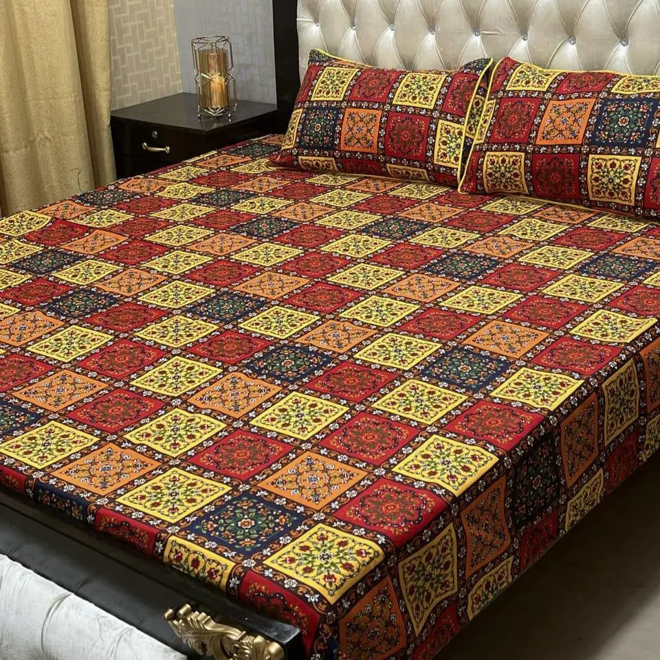 Teal Serenity Soft Crystal Cotton Bed Sheets – Teal & Beige Floral Design - Fashion Home Store