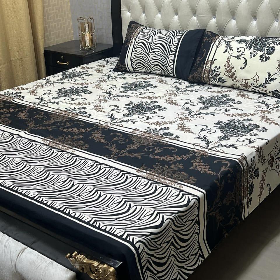 Crimson Petals Soft Crystal Cotton Bed Sheets – Gray &amp; Red Floral Design