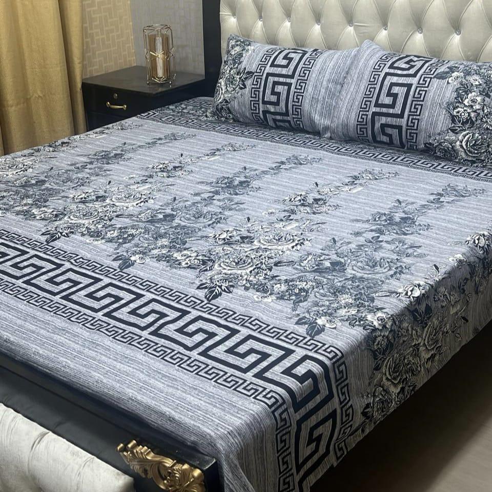 Monochrome Mosaic Soft Crystal Cotton Bed Sheets – Black &amp; White Patterned Design