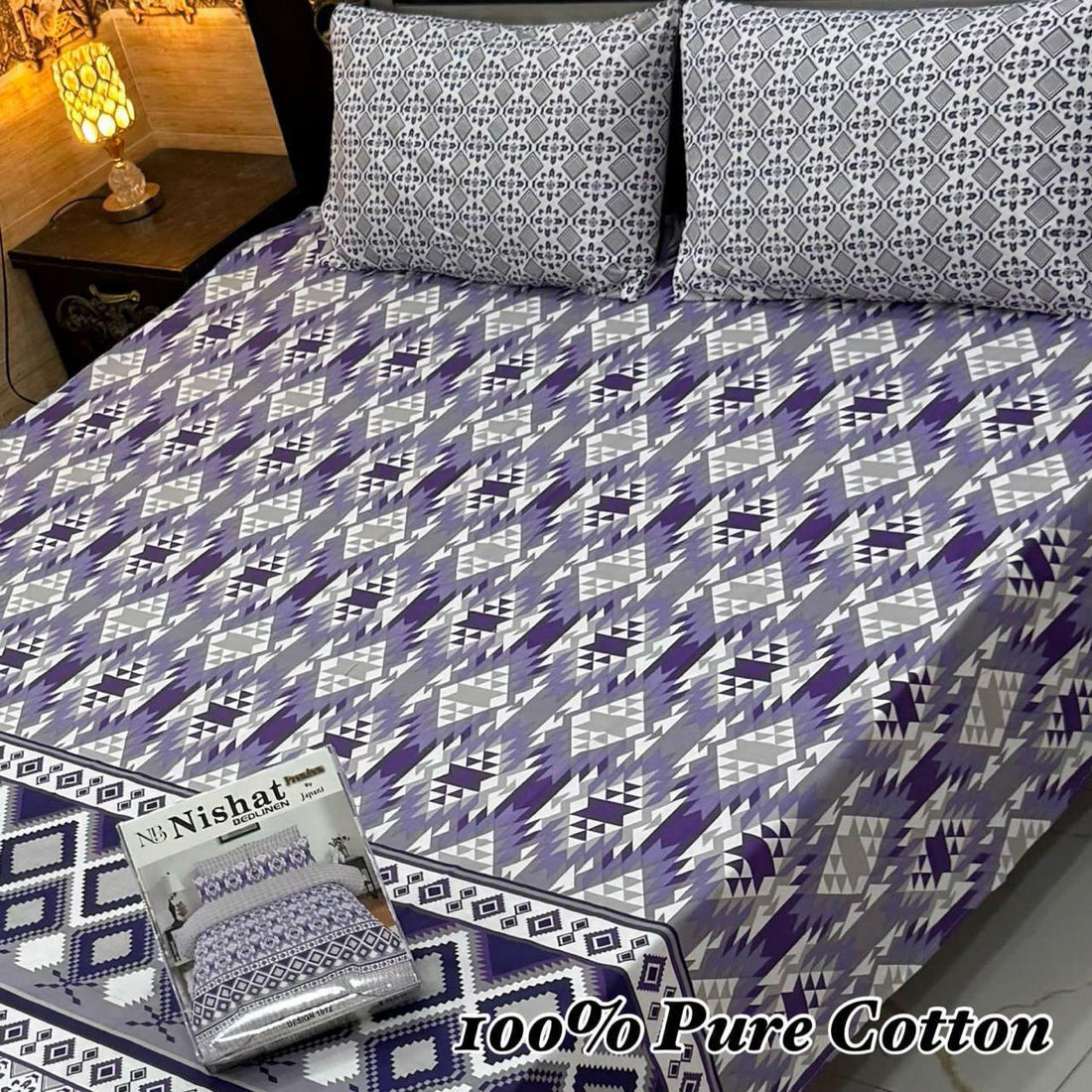 Green Paisley Nishat Premium Cotton Bed Sheet
