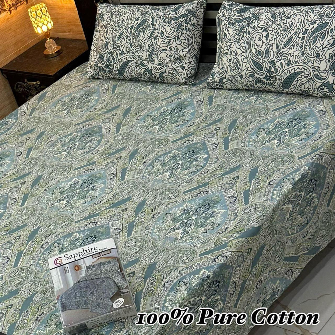 Sapphire Floral Print Premium Cotton Bed Sheet