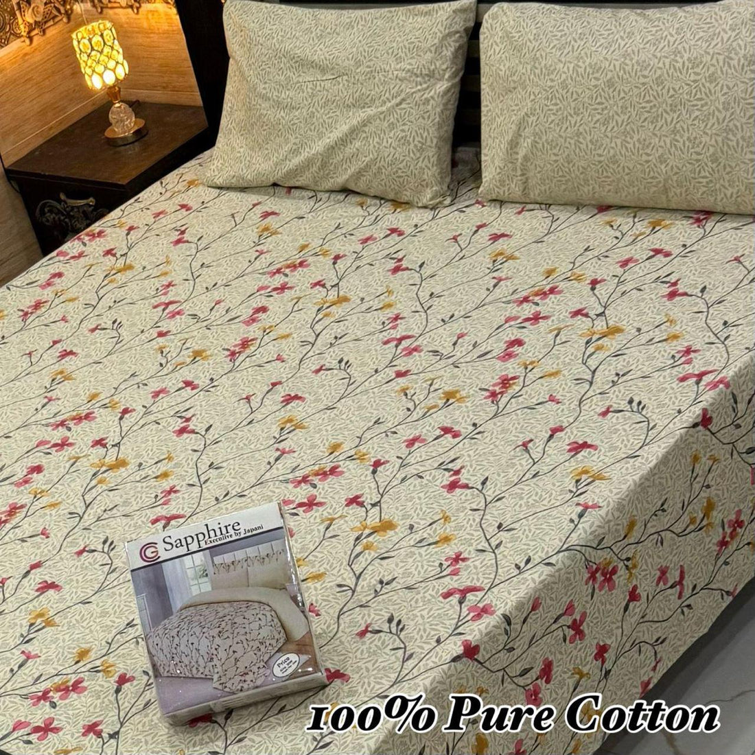 Sapphire  Floral Premium Cotton Bed Sheet