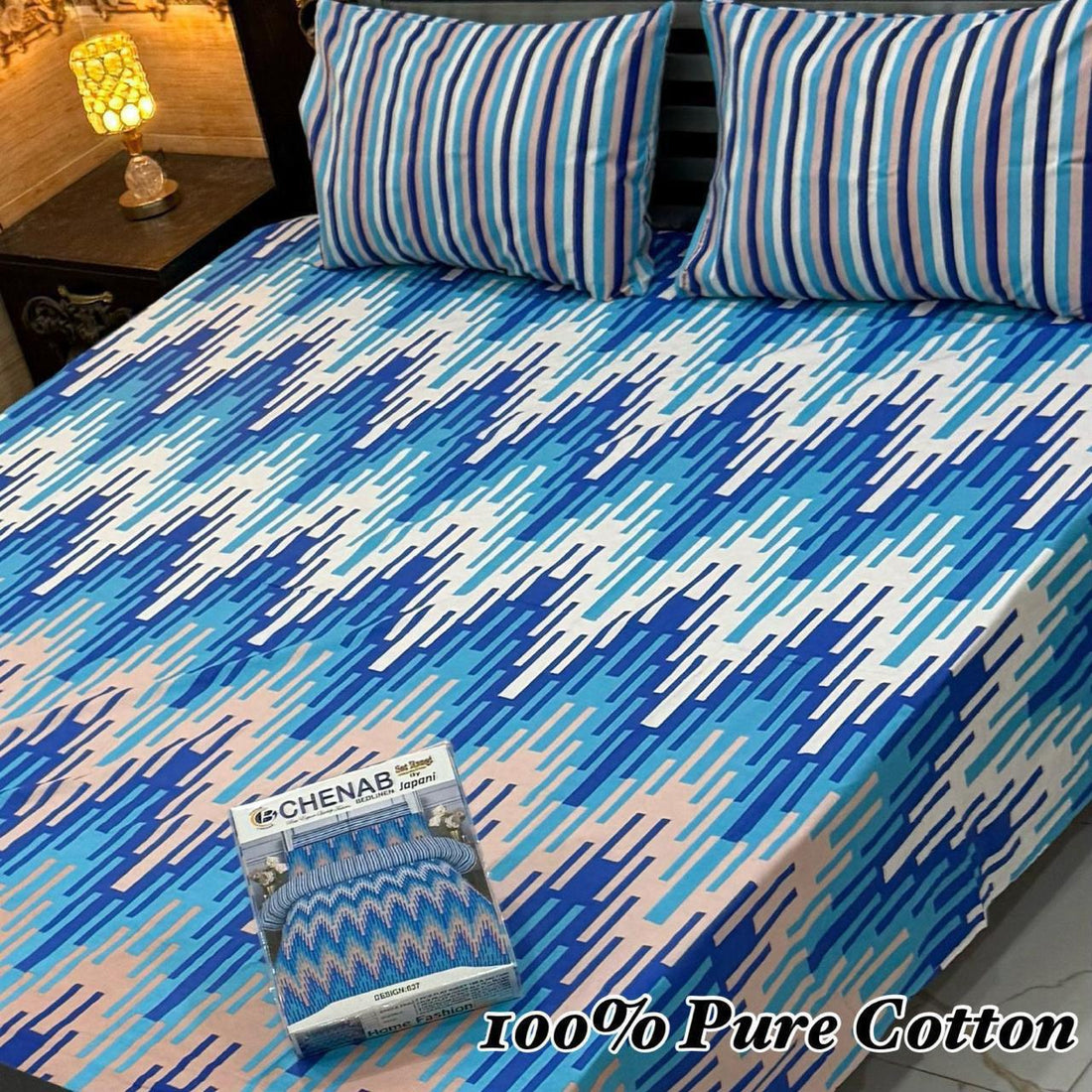 Chen one Floral &amp; Striped Premium Cotton Bed Sheet
