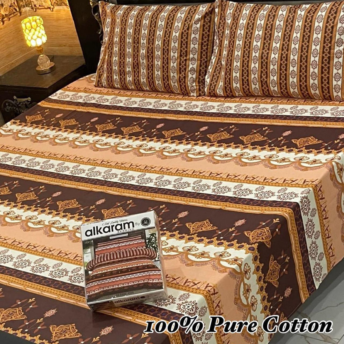 Gul Ahmed Floral Geometric Premium Cotton Bed Sheet