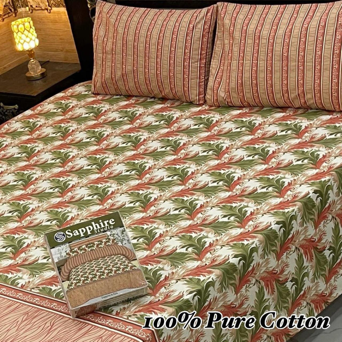 Chenab Geometric Diamond Premium Cotton Bed Sheet