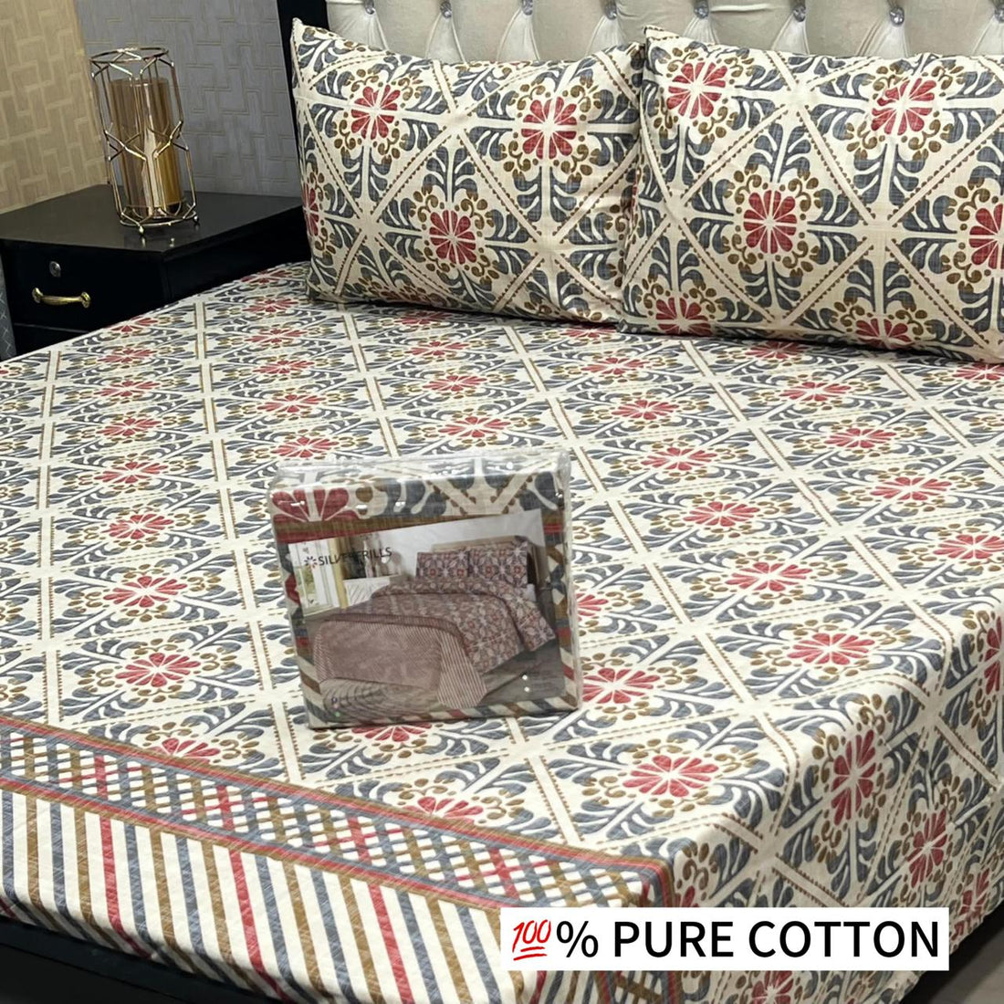 Chocolate Blossom Premium Cotton Bed Sheet Set