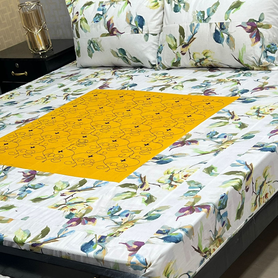 Crimson Love Embroidered Patchwork Bedsheet Set