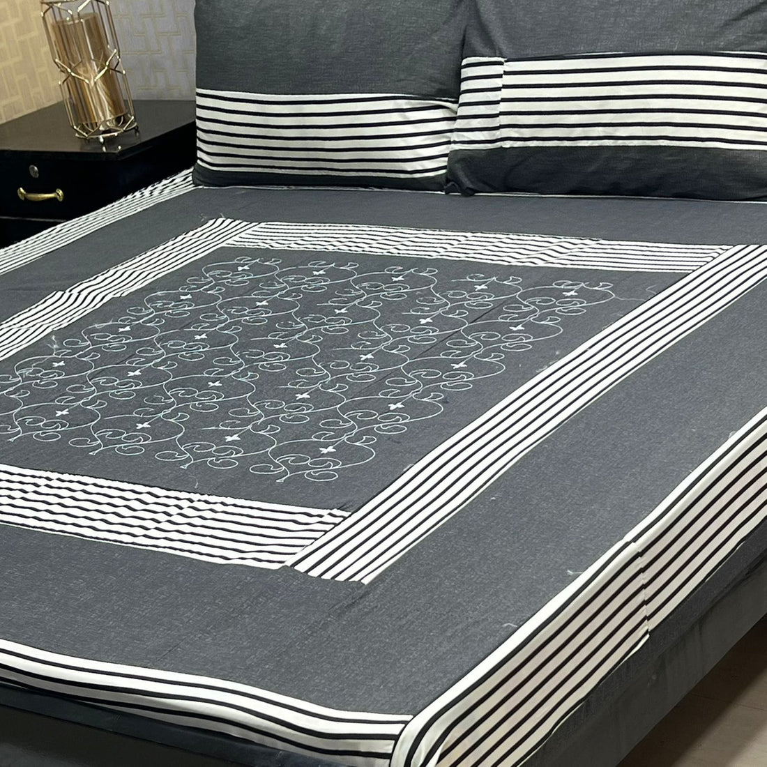 Sky Embroidered Patchwork Bedsheet Set