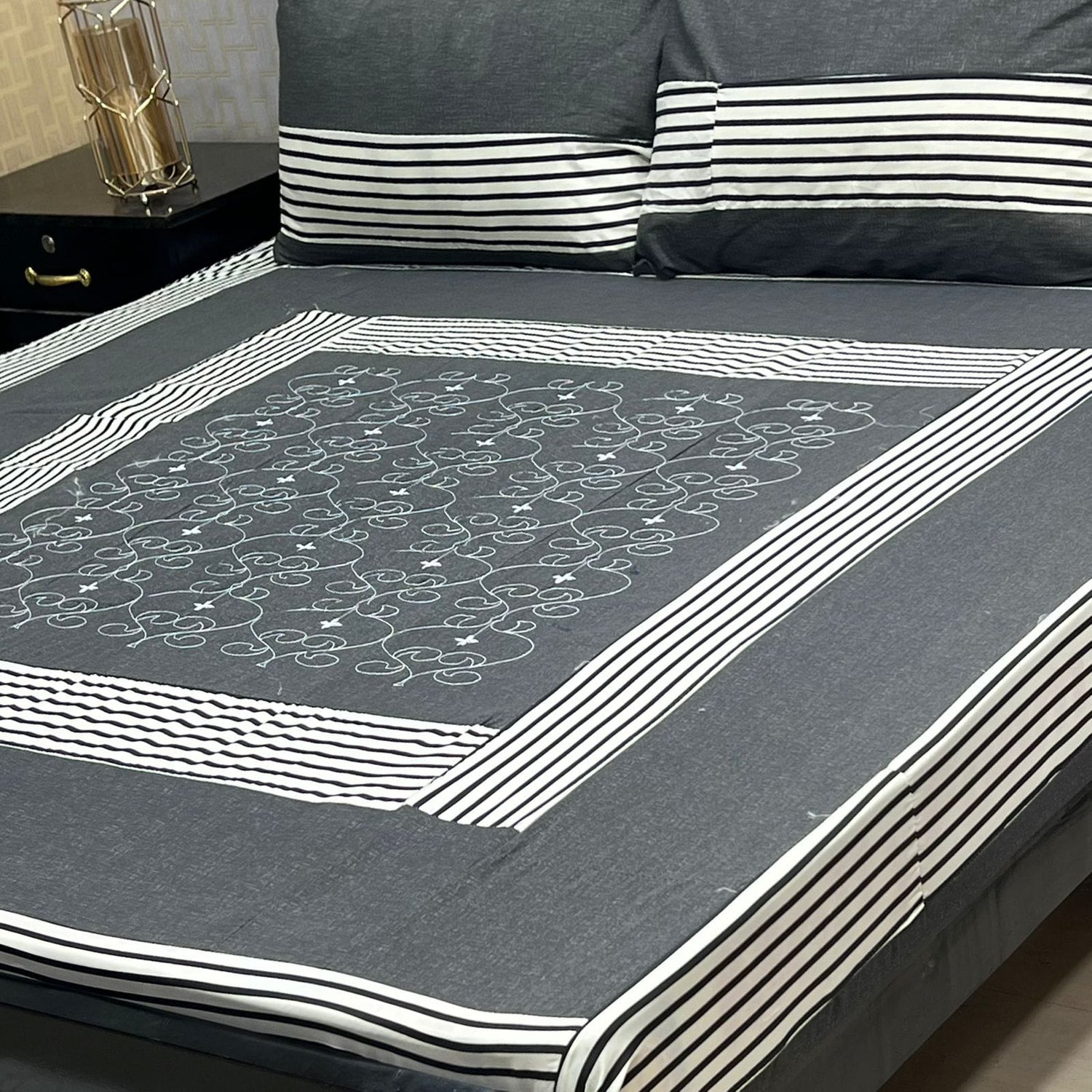 Sky Embroidered Patchwork Bedsheet Set
