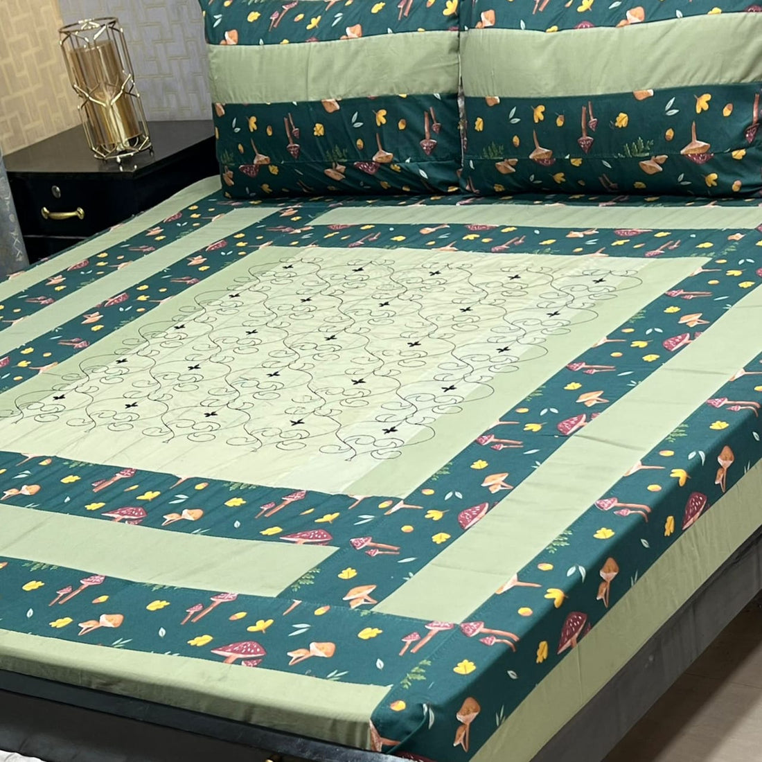 Faded  Embroidered Patchwork Bedsheet Set