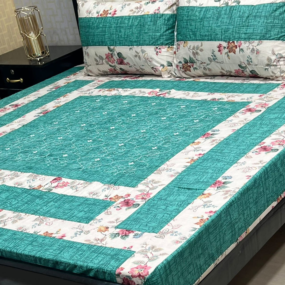 Embroidered Patchwork Bedsheet Set