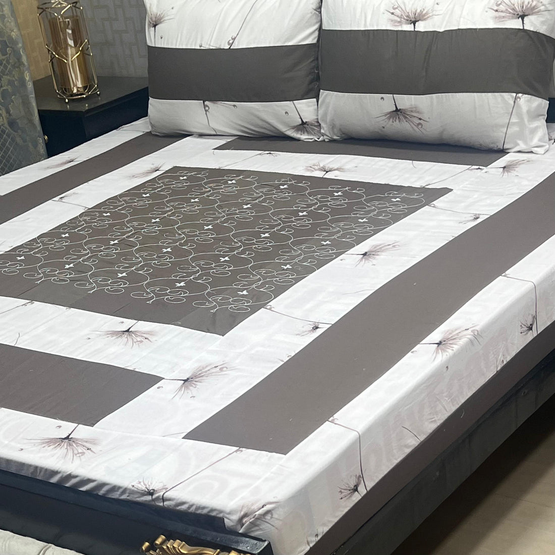 Blush Garden Embroidered Patchwork Bedsheet Set