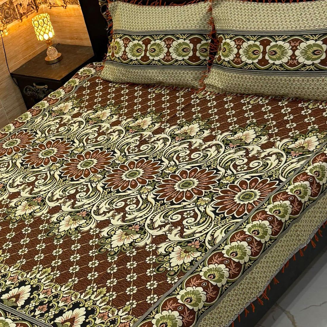 Brown – Multani Traditional Jacquard Bedsheet