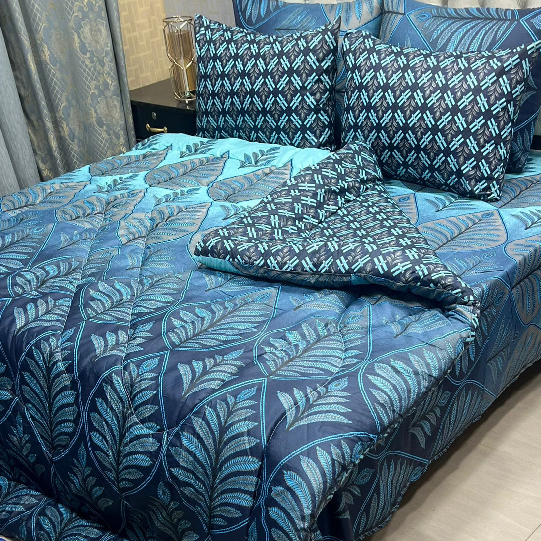 Moon Bloom 6PC Comforter Set (Vicky Razai Set) – Mix Cotton King Size