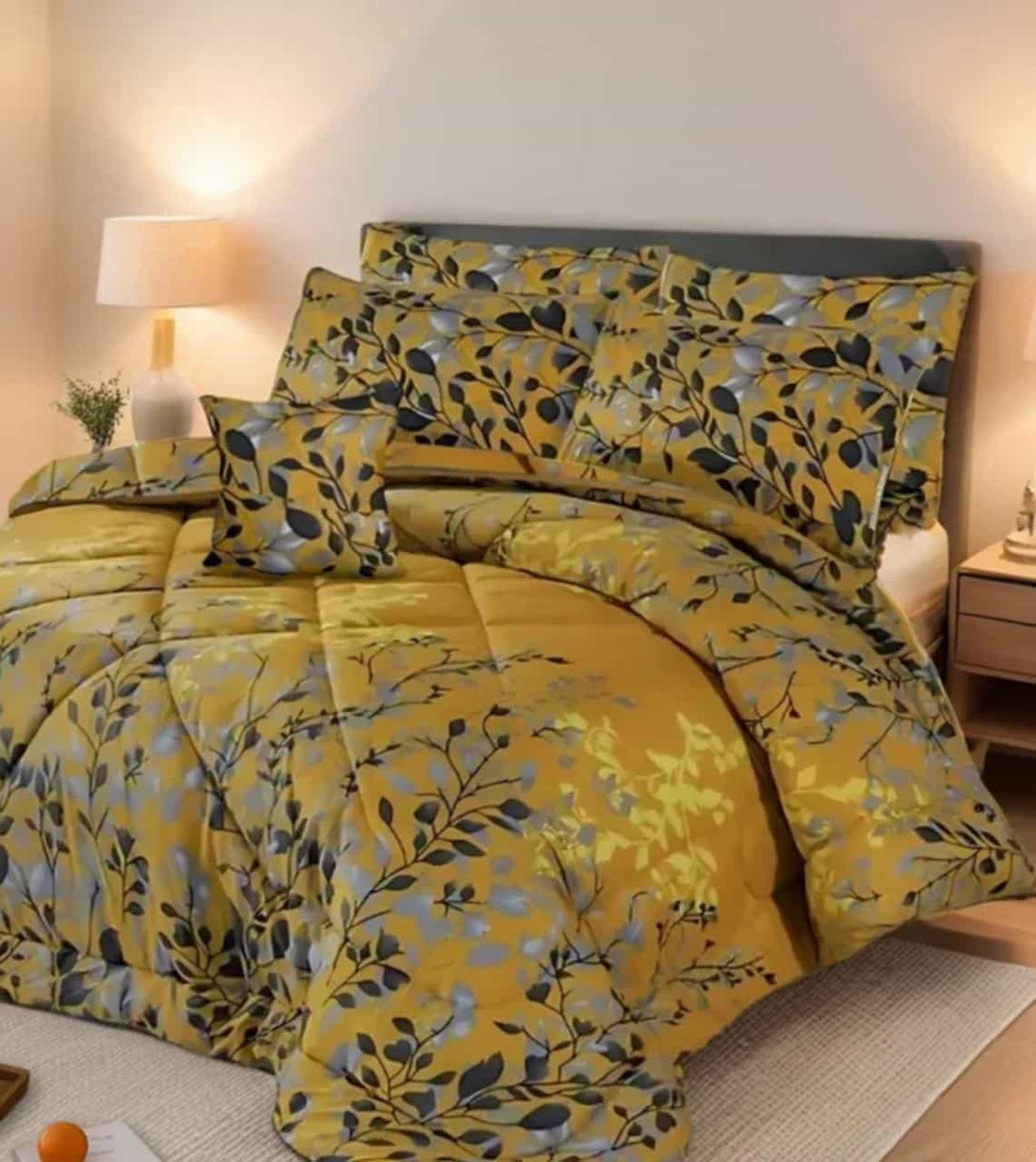 Blush Golden Botanical Garden Bedding – 7PC Summer Comforter Set