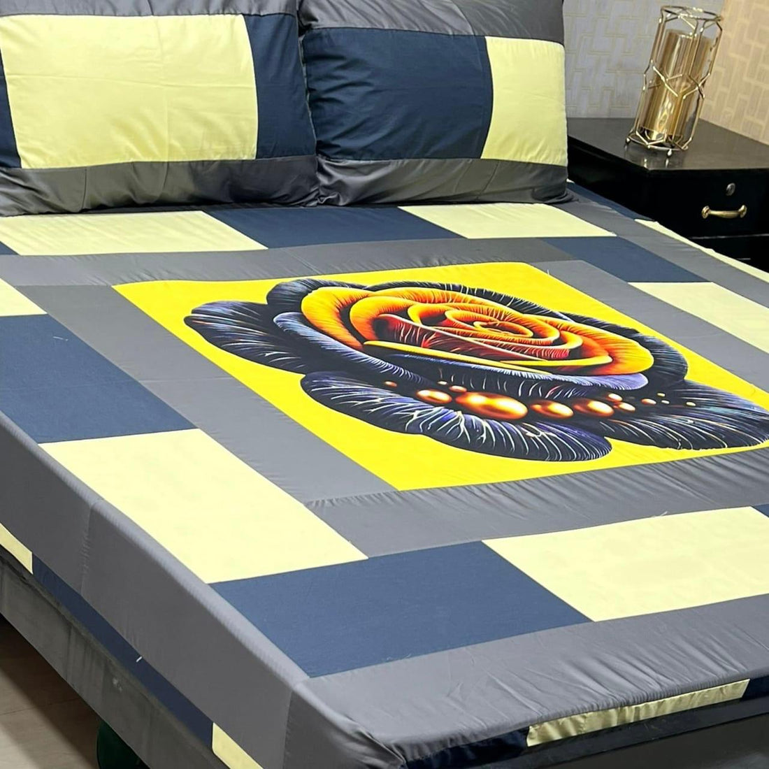 Night wave 3D printed bedsheet set