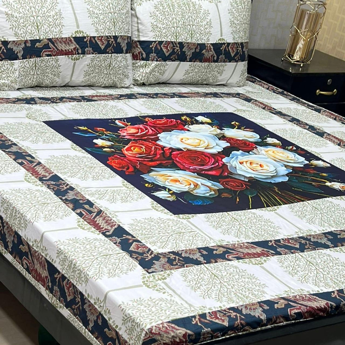 Black rose printed bedsheet
