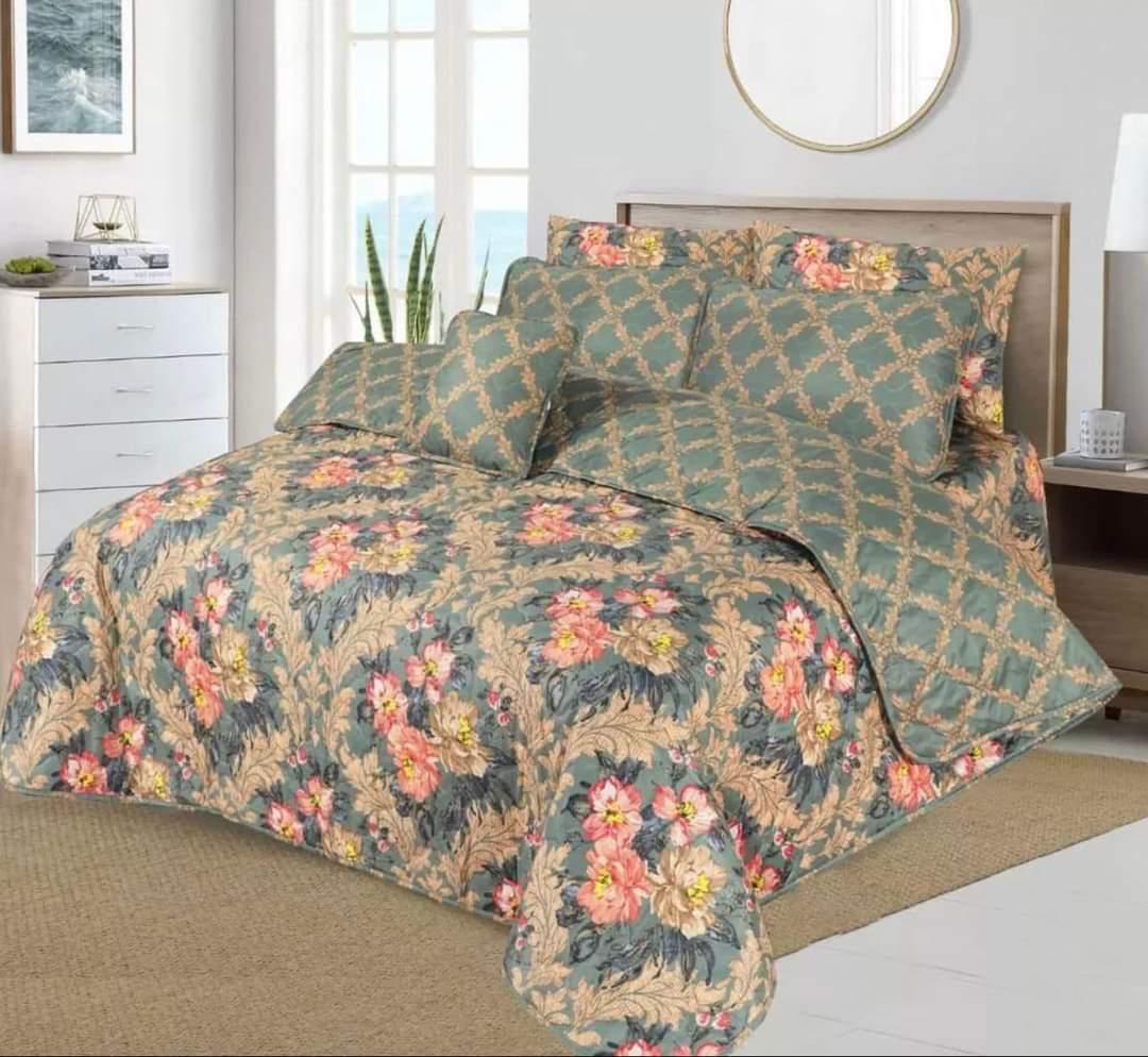 Sophisticated Charcoal  Floral Bedding - 7PC Summer Comforter Set