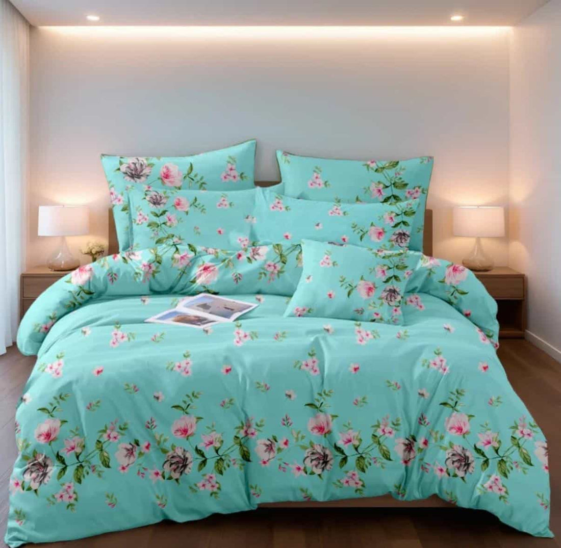 Charming  Floral Bedding - 7PC Summer Comforter Set