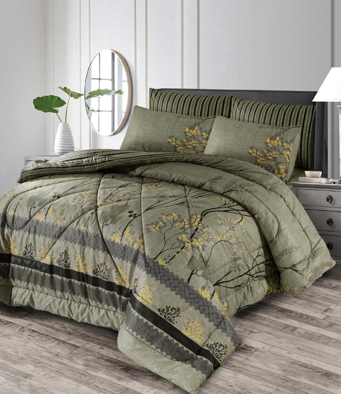 Heritage Luxe 6PC Comforter Set (Vicky Razai Set) – Mix Cotton King Size - Fashion Home Store