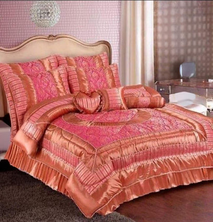 Golden Glow 14PC Silk Jacquard Bridal Bed Set – Royal Comfort Edition
