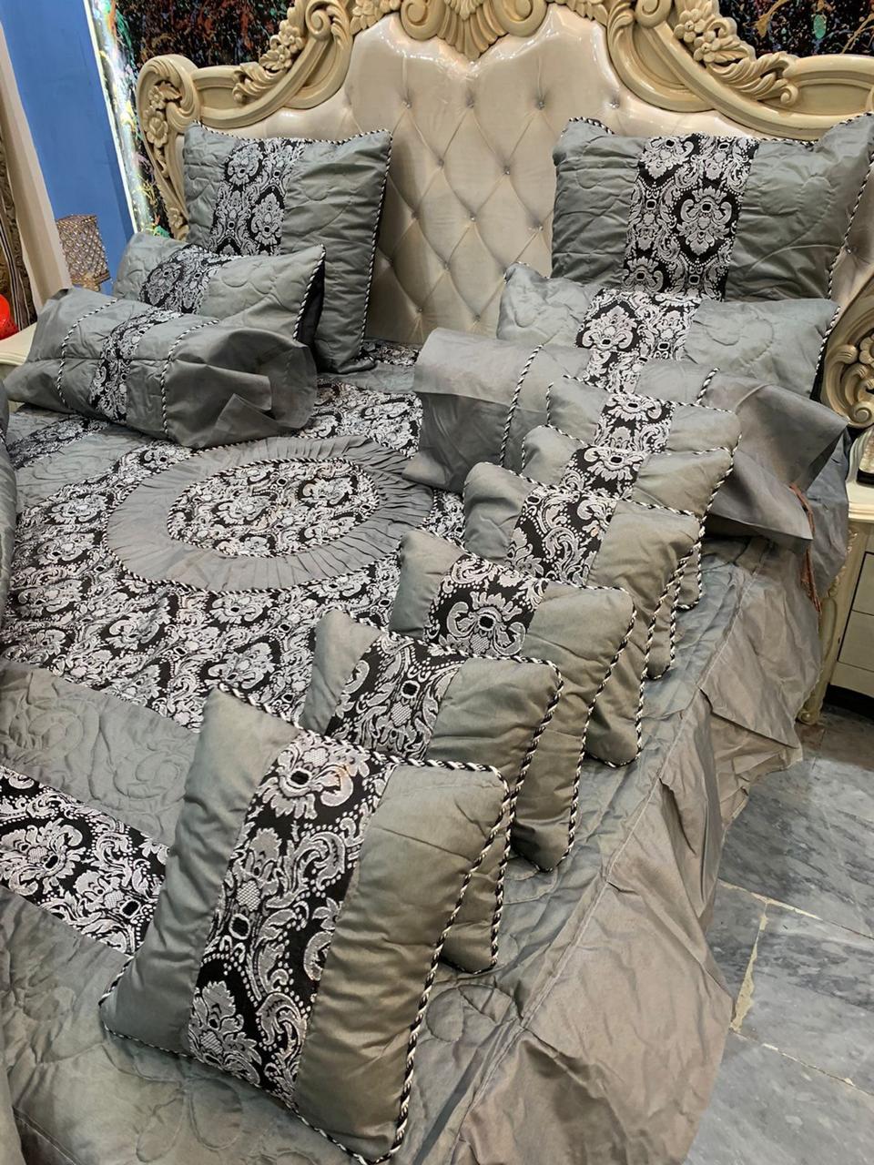Red Golden 14PC Silk Jacquard Bridal Bed Set – Royal Wedding Comforter Set