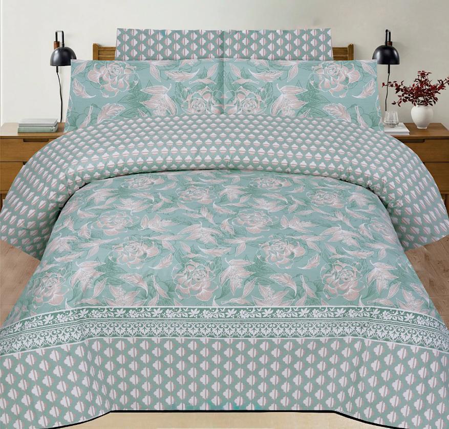 Daisy Charm &amp; Stripe Premium Cotton Bed Sheet