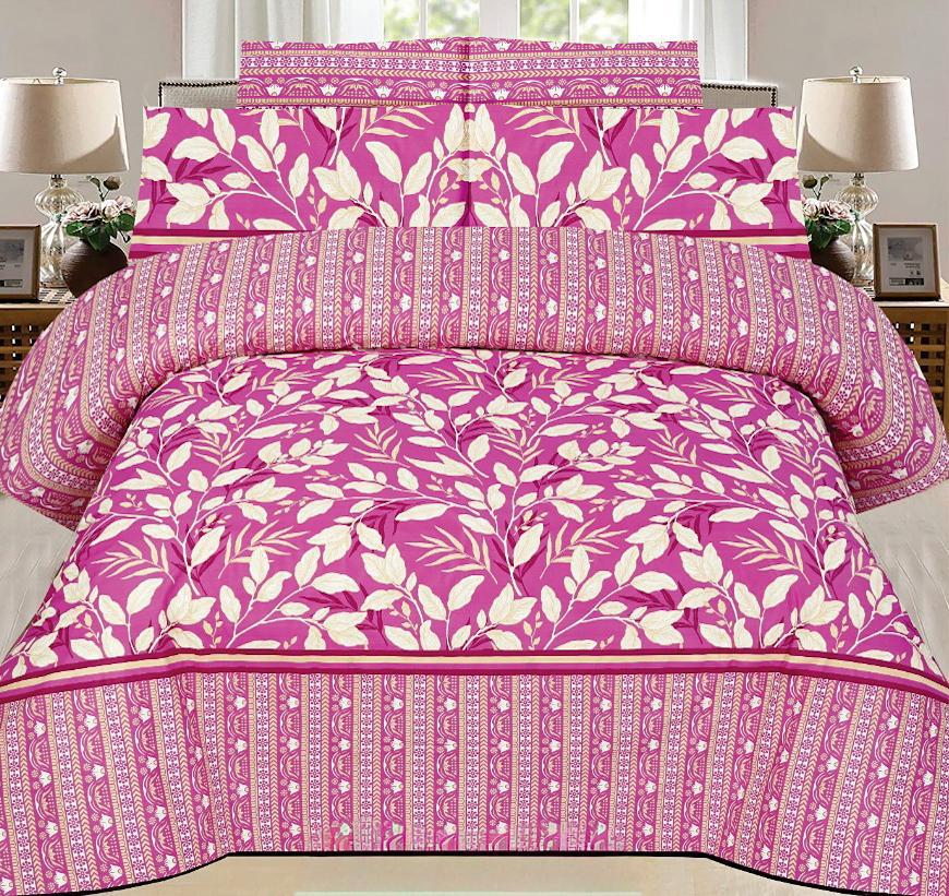 Floral &amp; Striped Premium Cotton Bed Sheet