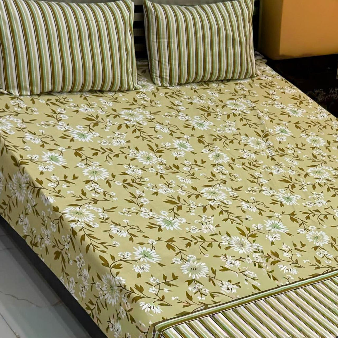 Jasmine Charm Premium Cotton Bed Sheet