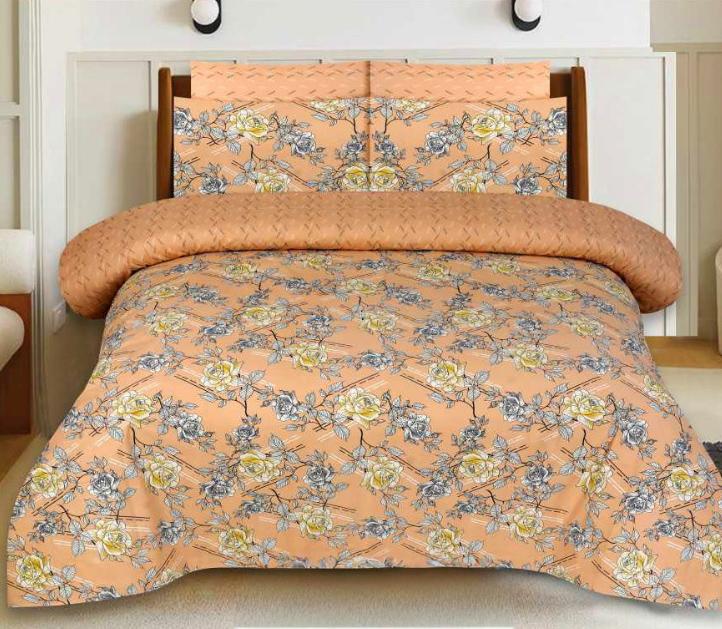 Eternal Premium Cotton Bed Sheet with Multi-Striped Pillow Covers