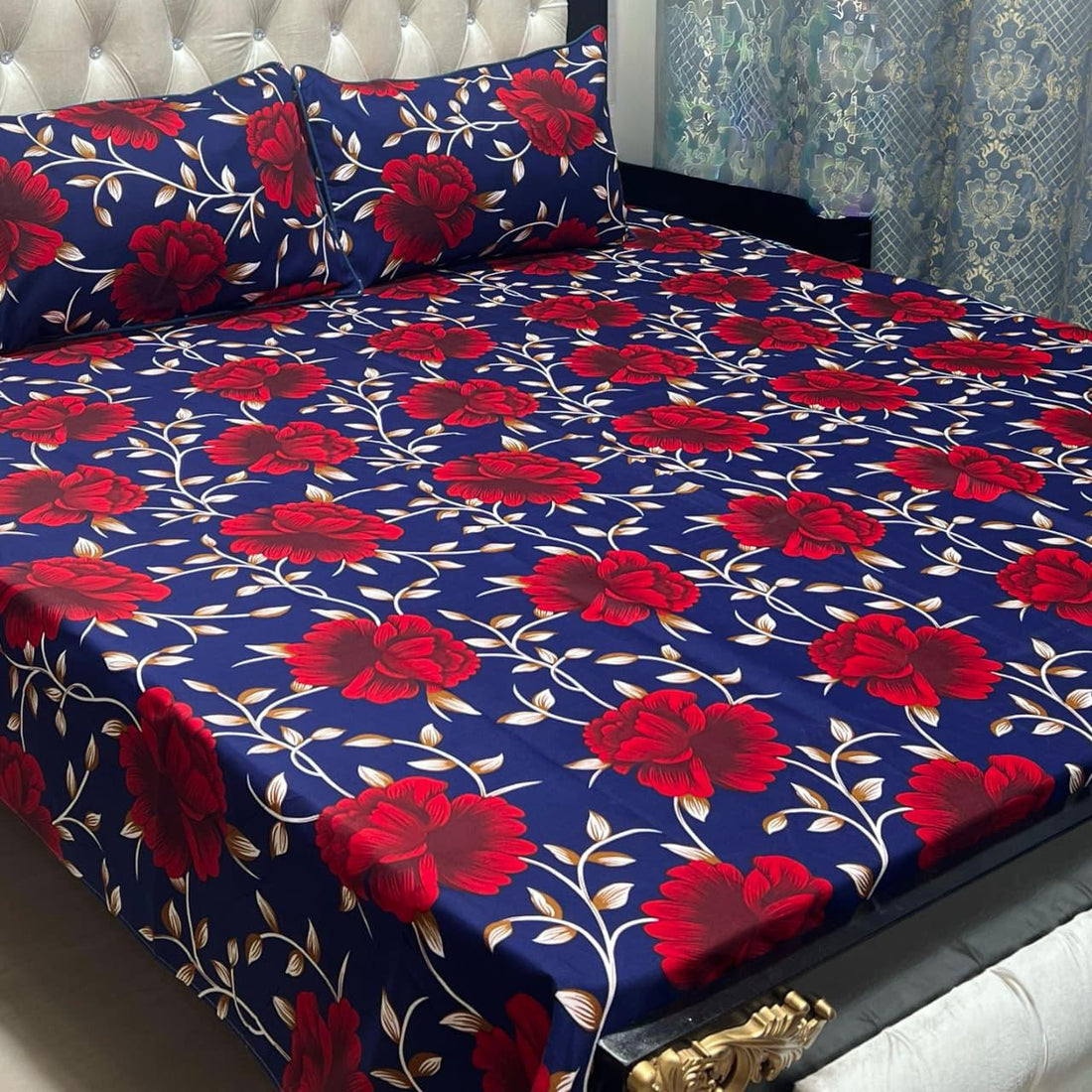 Sleep Serenity Printed  Cotton Bedsheet Set – Floral Pop Edition