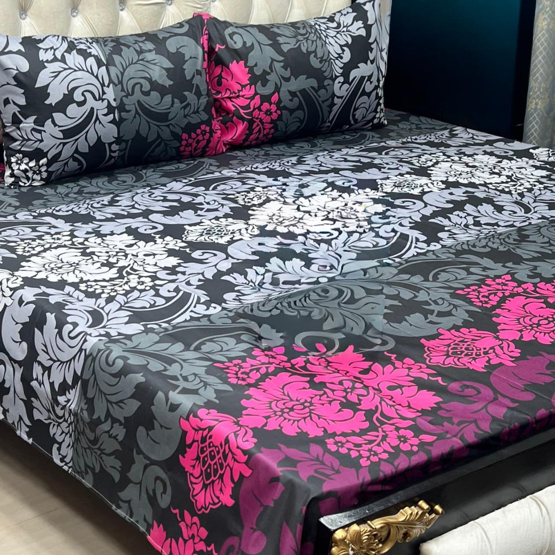 Harmony Haven Printed  Cotton Bedsheet Set – Floral Pop Edition - Fashion Home Store