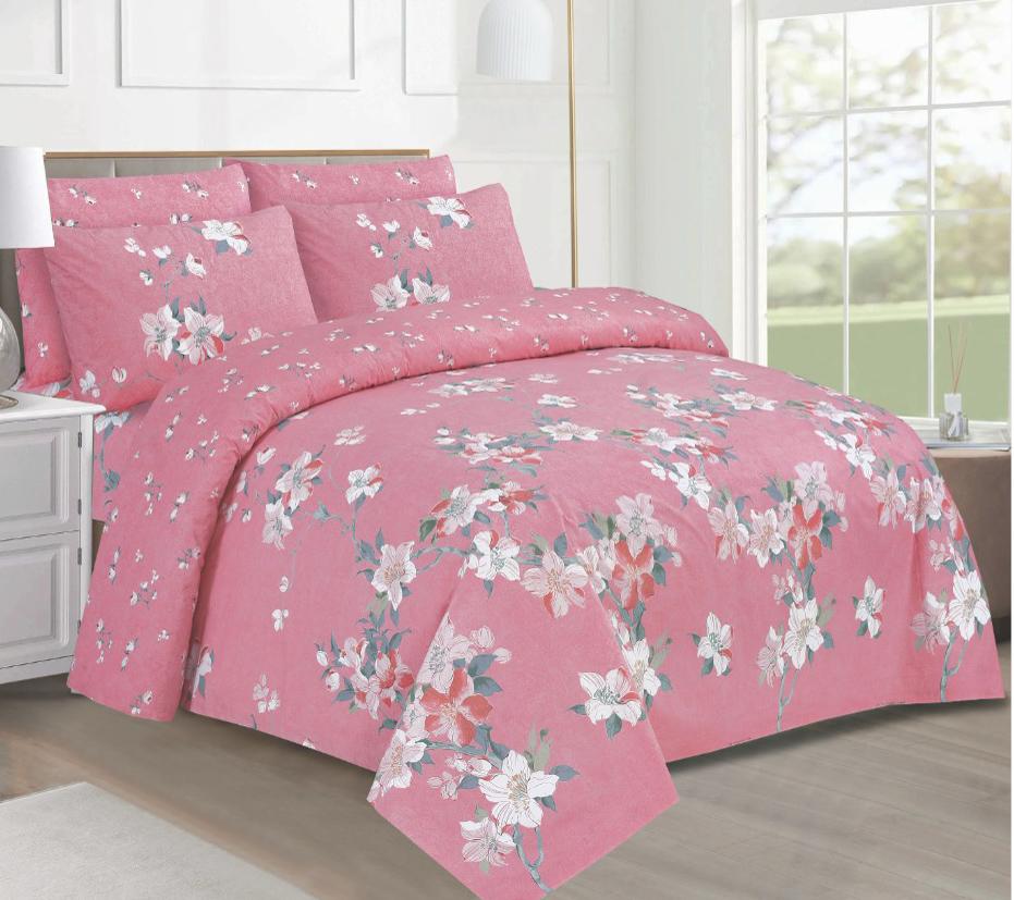 Rose Bloom Print Premium Cotton Bed Sheet