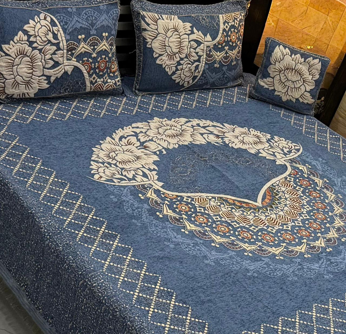 Imperial Velvet Touch  4Pc Velvet Jacquard Luxury Bedsheet