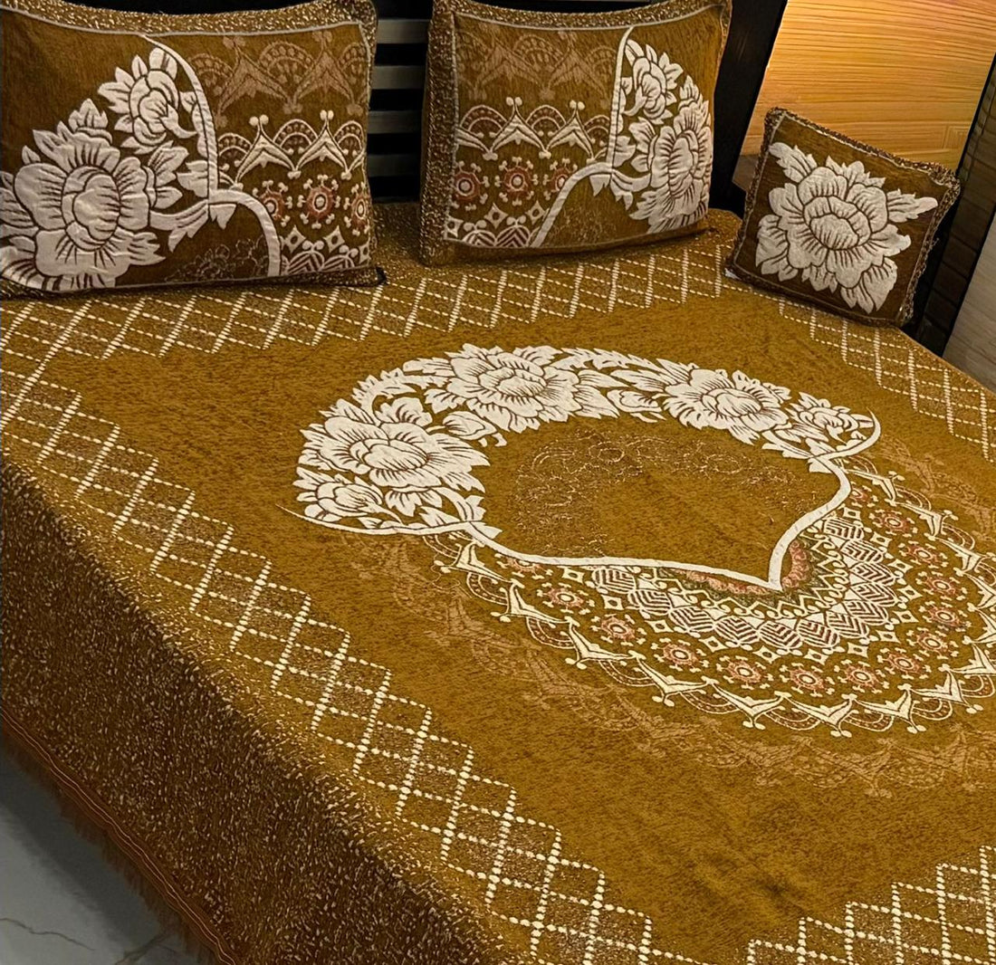 Regal Comfort Velvet 4Pc Velvet Jacquard Luxury Bedsheet