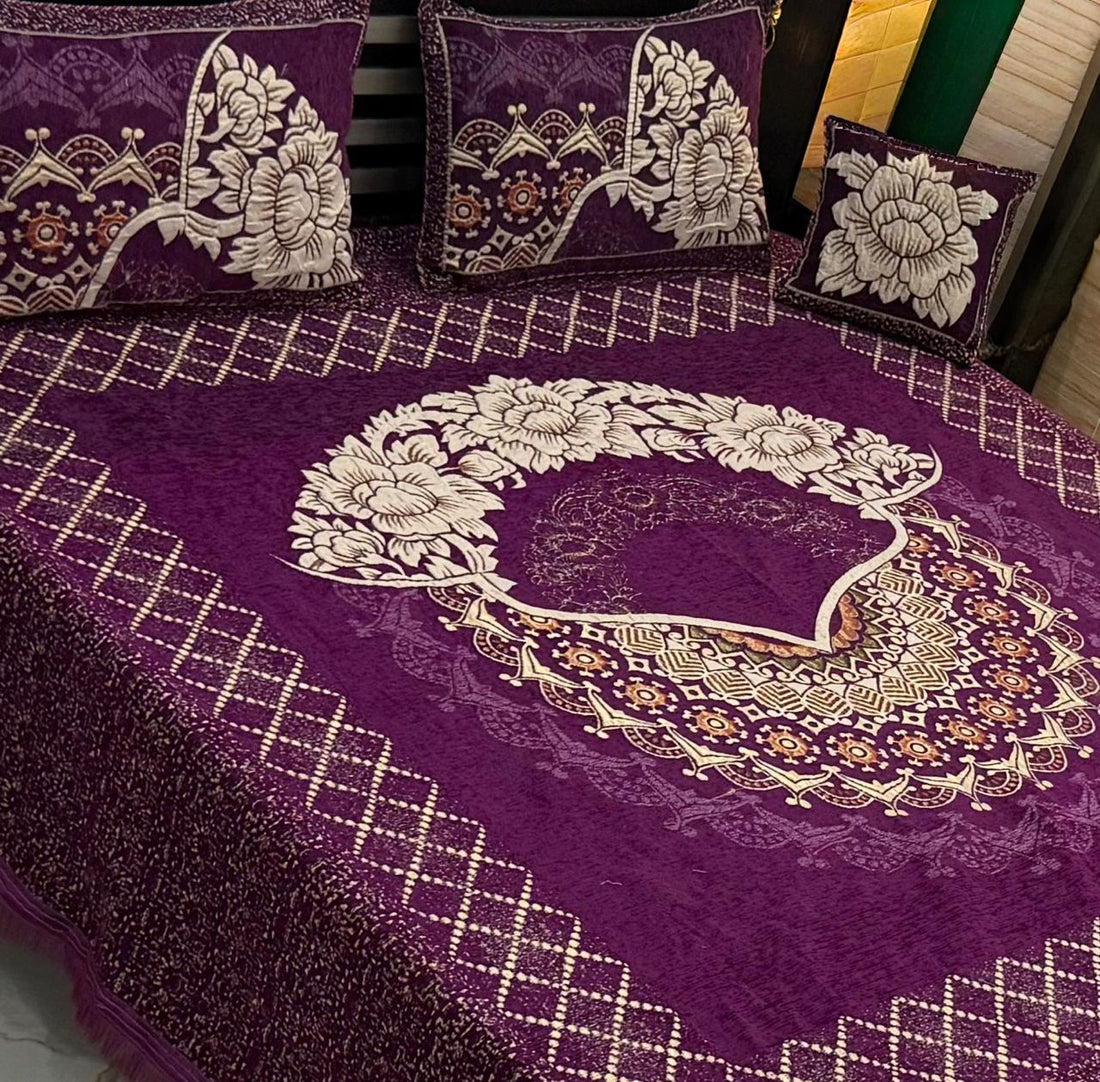 Elegant Jacquard Dreams 4Pc Velvet Jacquard Luxury Bedsheet