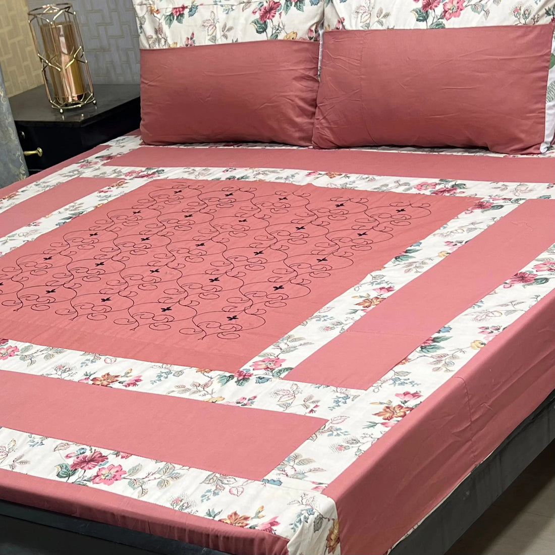Floral Fiesta Printed Patchwork Bedsheet Set