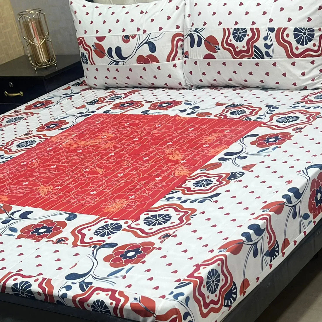 Urban Wave Embroidered Patchwork Bedsheet Set