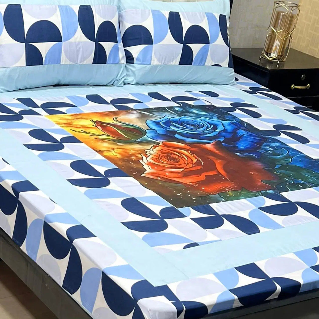 Blush Mandala Burst Printed panal  Bedsheet Set