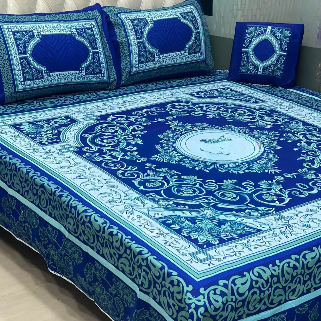 Sky and Blue Blossom Tree – 4-Piece 3D Bed Sheet Set