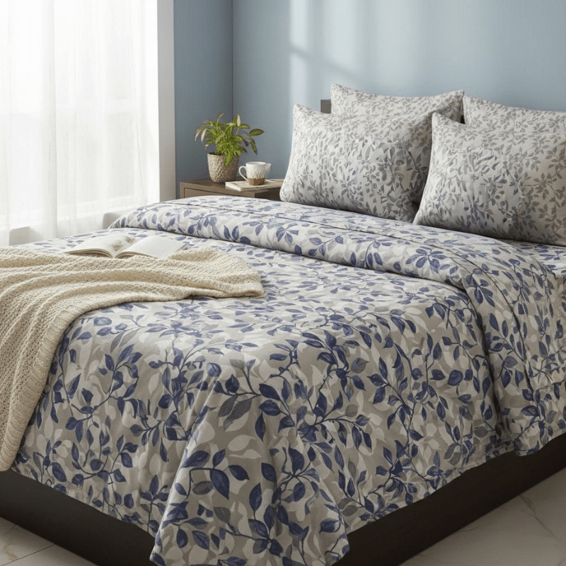 Beige Floral Elegance – Soft Crystal Cotton Bed Sheet Set - Fashion Home Store