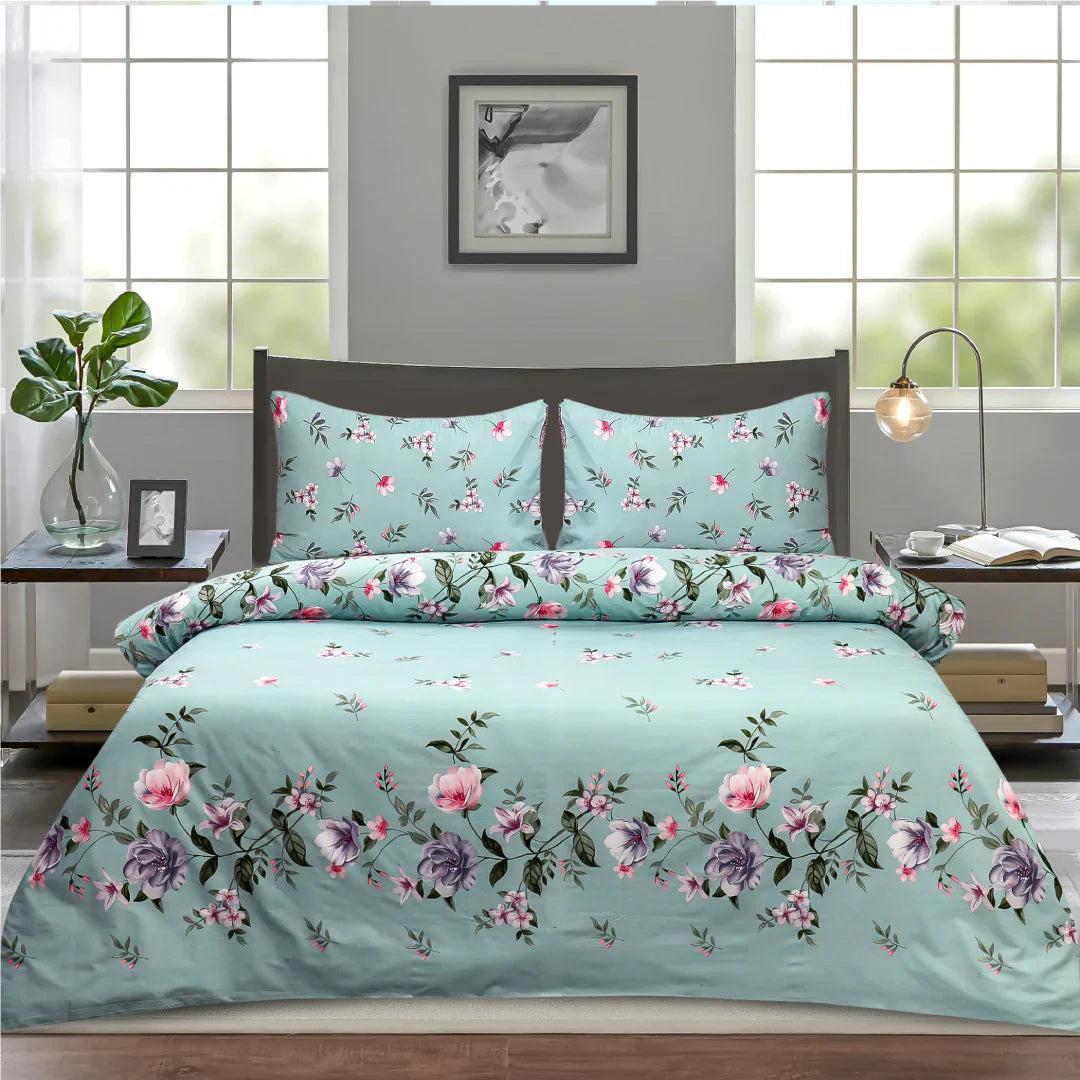 Blossom flowers Printed Cotton Bedsheet Set – Floral Pop Edition - Fashion Home Store