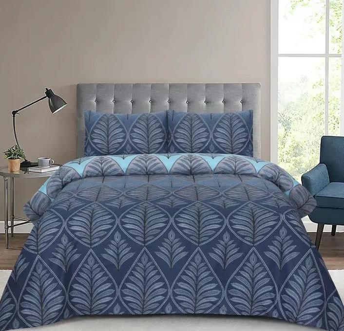 Blue Printed Cotton Bedsheet Set – Floral Pop Edition - Fashion Home Store