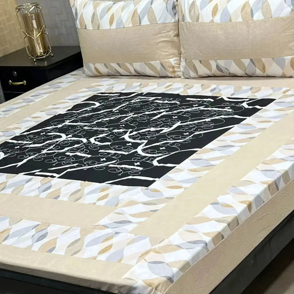 Blush Pink & Multicolor Floral Embroidered Patchwork Bedsheet Set - Fashion Home Store