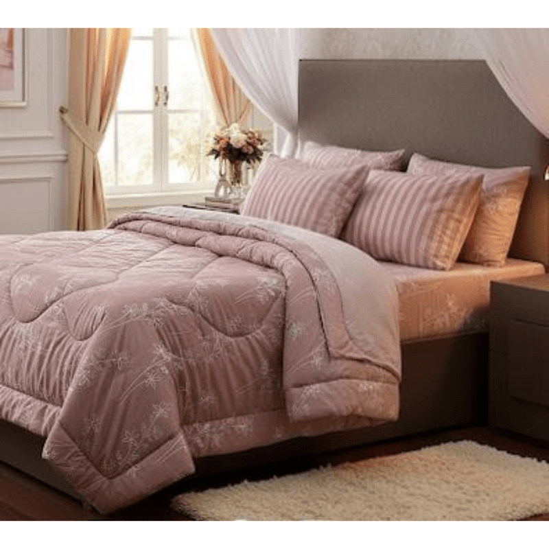 Check mate 100% Pure Cotton 6PC Comforter Set (Vicky Razai Set) – King Size - Fashion Home Store