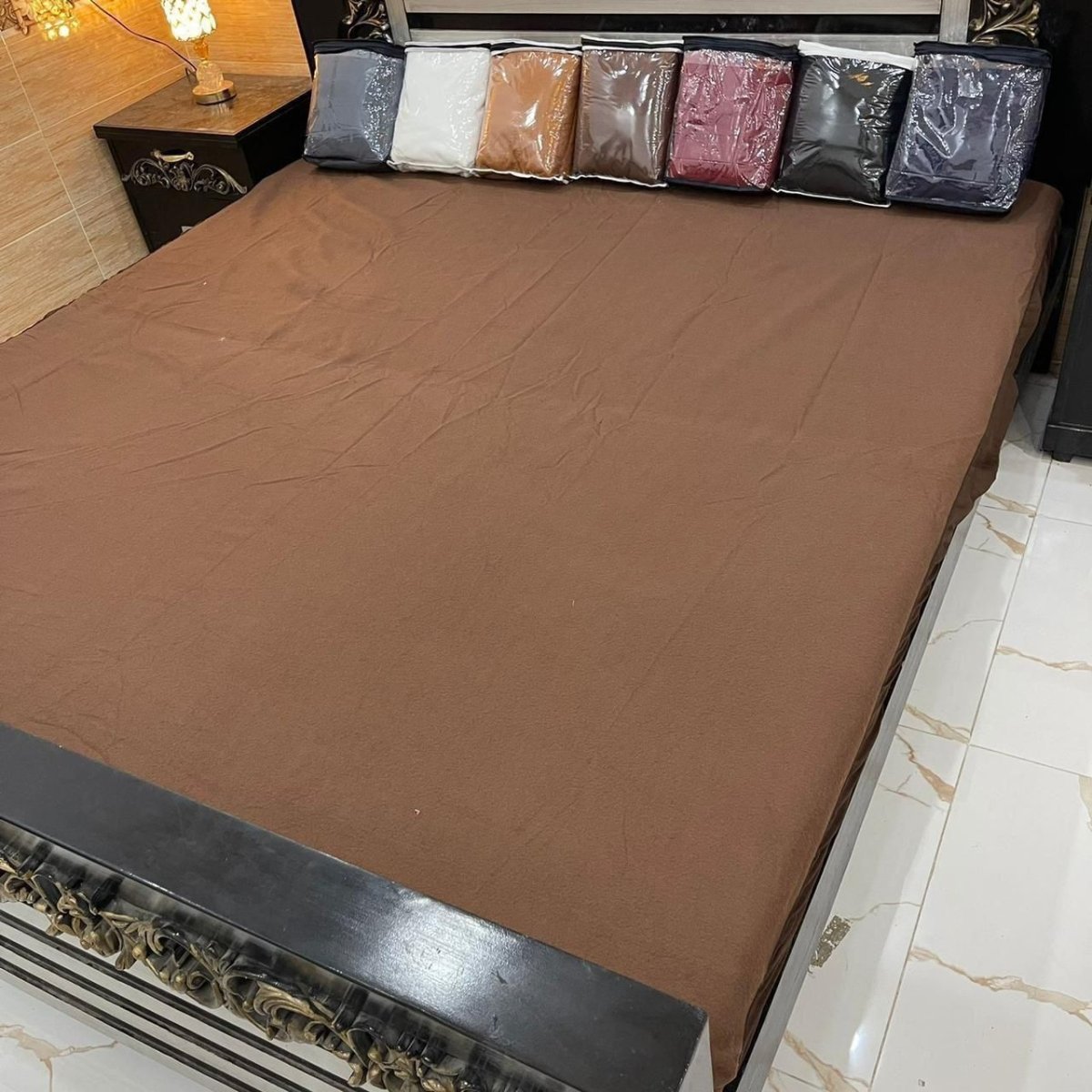 Chocolate Brown Terry Cotton Waterproof Mattress Protector – King Size - Fashion Home Store