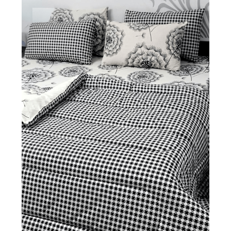 Classic Charm 100% Pure Cotton 6PC Comforter Set (Vicky Razai Set) – King Size - Fashion Home Store