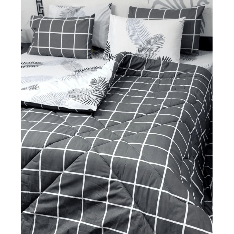 Classic Charm 100% Pure Cotton 6PC Comforter Set (Vicky Razai Set) – King Size - Fashion Home Store