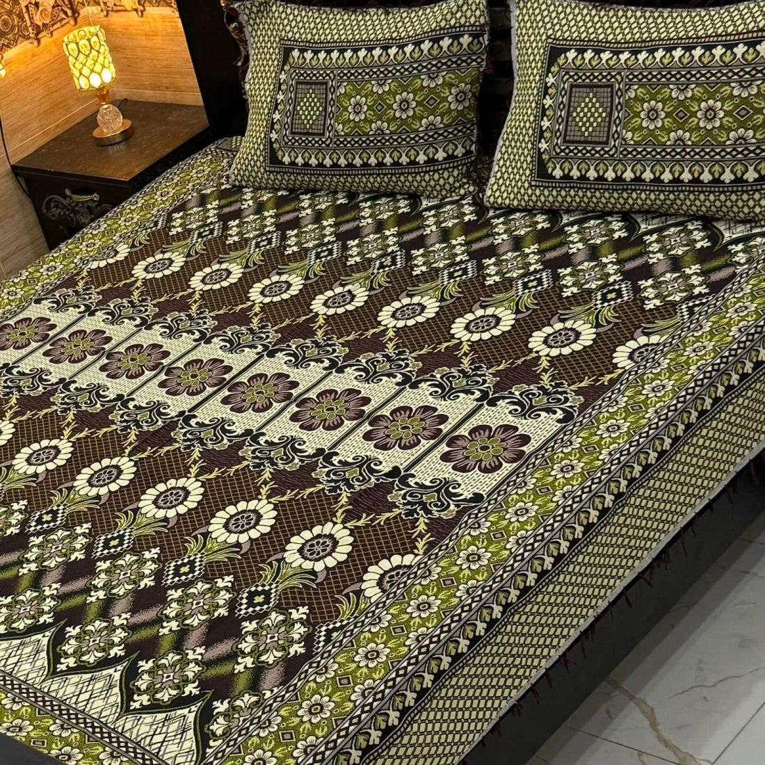 Coffee Brown – Multani Traditional Jacquard Bedsheet - Fashion Home Store